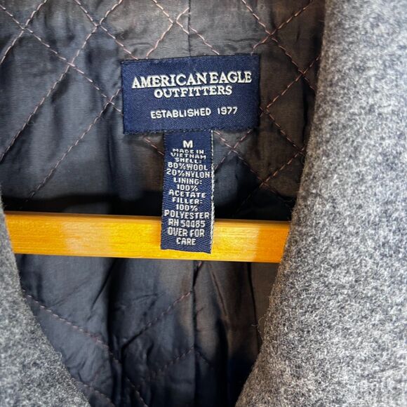 American Eagle Outfitters 80% Wool Peacoat Gray Classic Chic Size Medium Dressy - Picture 7 of 9
